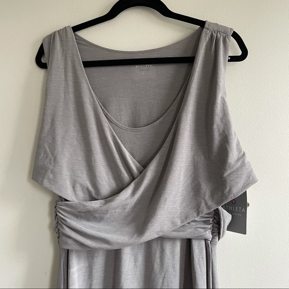 NEW. Athleta Adriana Sleeveless Wrap Dress Light Gray Size XL - Picture 4 of 8